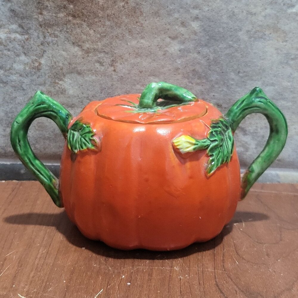 Vintage Pumpkin Sugar Bowl Japan